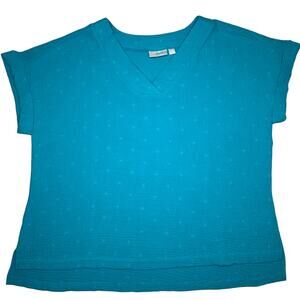 Belle Beach‎ T Shirt Womens Sz XL Blue Short Sleeve Starfish V Neck Gauze Lounge